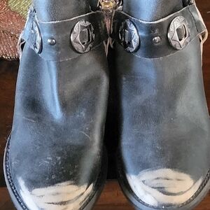 CHINESE LAUNDRY Black DISTRESSED Leather Boots with Silver Accents
